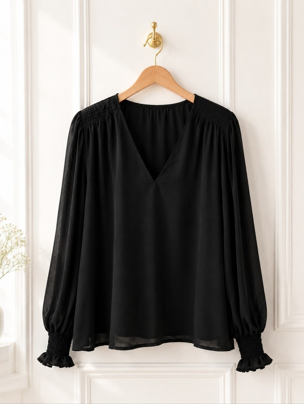 Magaschoni | Black Blouse | Size 2X Lightweight Dressy Top | Elegant Career - Picture 7 of 10